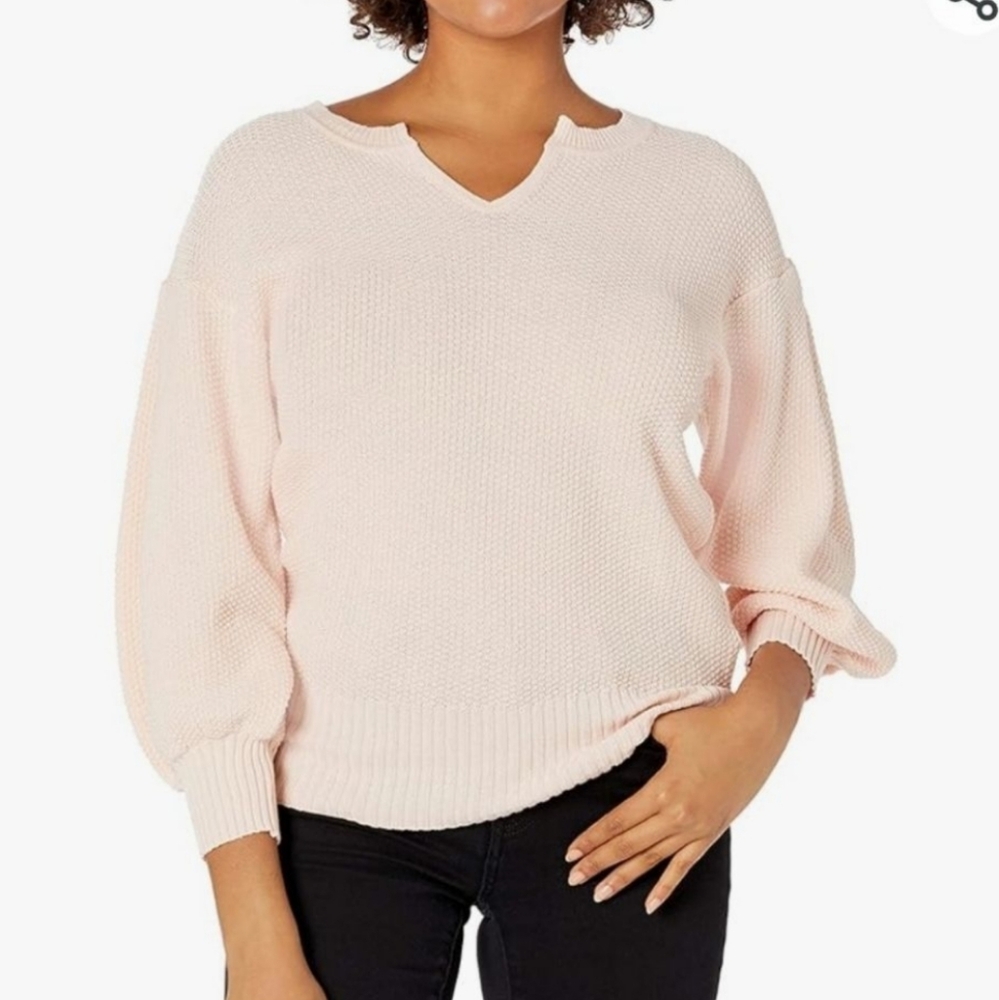 Ella Moss Pale Pink Tina Sweater Jrs Sz XL V-Neck Lightweight Dolman Sleeves NWT